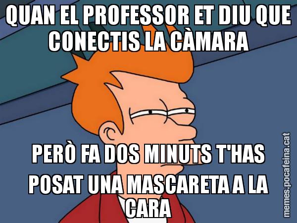 QUAN EL PROFESSOR ET DIU QUE CONECTIS LA CÀMARA PERÒ FA DOS MINUTS T'HAS POSAT UNA MASCARETA A LA CARA - Futurama Fry