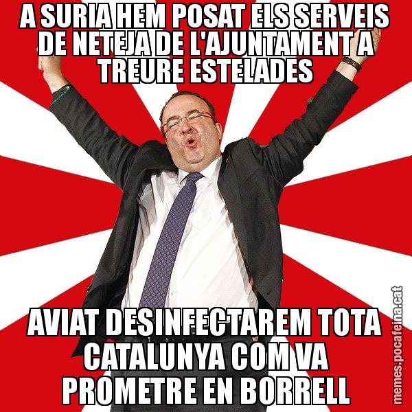 A SURIA HEM POSAT ELS SERVEIS DE NETEJA DE L'AJUNTAMENT A TREURE ESTELADES AVIAT DESINFECTAREM TOTA CATALUNYA COM VA PROMETRE EN BORRELL - Miquel Iceta - 27S