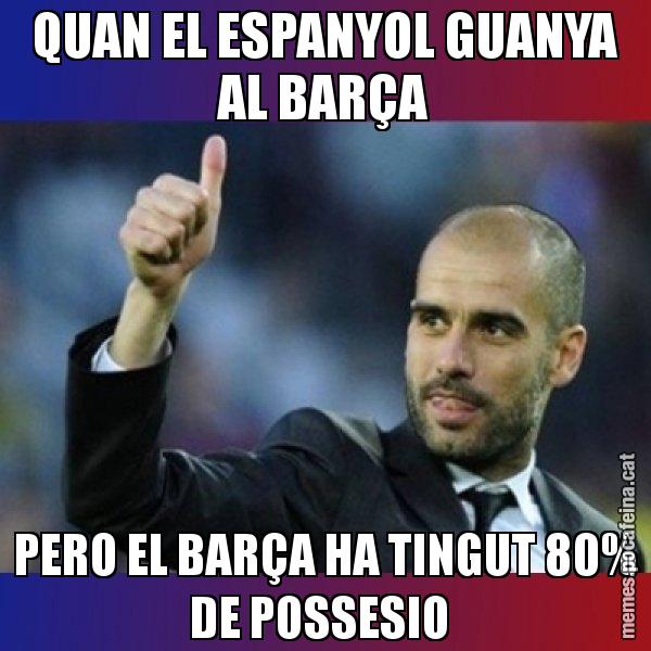 QUAN EL ESPANYOL GUANYA AL BARÇA PERO EL BARÇA HA TINGUT 80% DE POSSESIO - Pep Guardiola