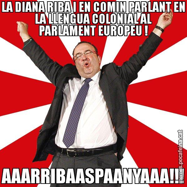 LA DIANA RIBA I EN COMIN PARLANT EN LA LLENGUA COLONIAL AL PARLAMENT EUROPEU ! AAARRIBAASPAANYAAA!!! - Miquel Iceta - 27S