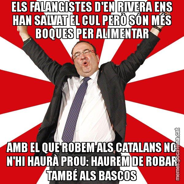 ELS FALANGISTES D'EN RIVERA ENS HAN SALVAT EL CUL PERÒ SÓN MÉS BOQUES PER ALIMENTAR AMB EL QUE ROBEM ALS CATALANS NO N'HI HAURÀ PROU: HAUREM DE ROBAR TAMBÉ ALS BASCOS - Miquel Iceta - 27S