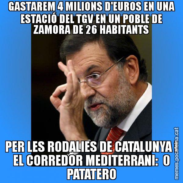 GASTAREM 4 MILIONS D'EUROS EN UNA ESTACIÓ DEL TGV EN UN POBLE DE ZAMORA DE 26 HABITANTS PER LES RODALIES DE CATALUNYA I EL CORREDOR MEDITERRANI:  0 PATATERO - Rajoy Zero