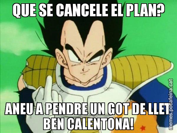 QUE SE CANCELE EL PLAN? ANEU A PENDRE UN GOT DE LLET BEN CALENTONA! - Vegeta