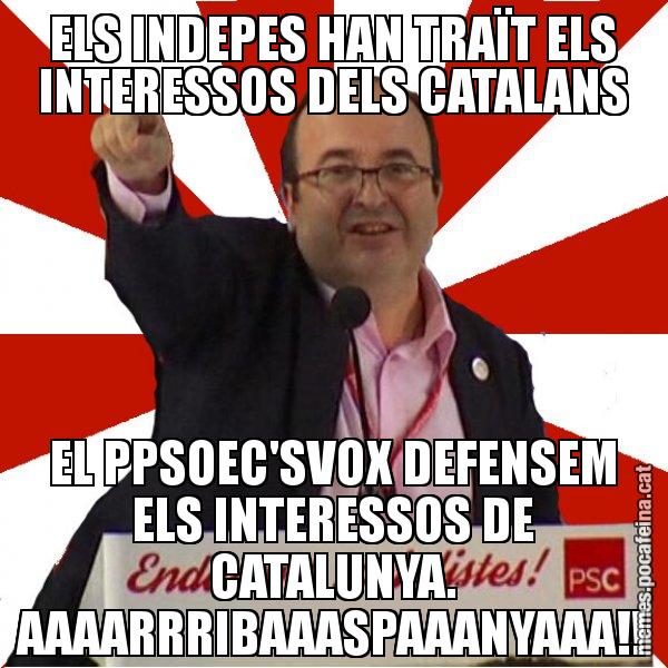 ELS INDEPES HAN TRAÏT ELS INTERESSOS DELS CATALANS EL PPSOEC'SVOX DEFENSEM ELS INTERESSOS DE CATALUNYA. AAAARRRIBAAASPAAANYAAA!! - Miquel Iceta