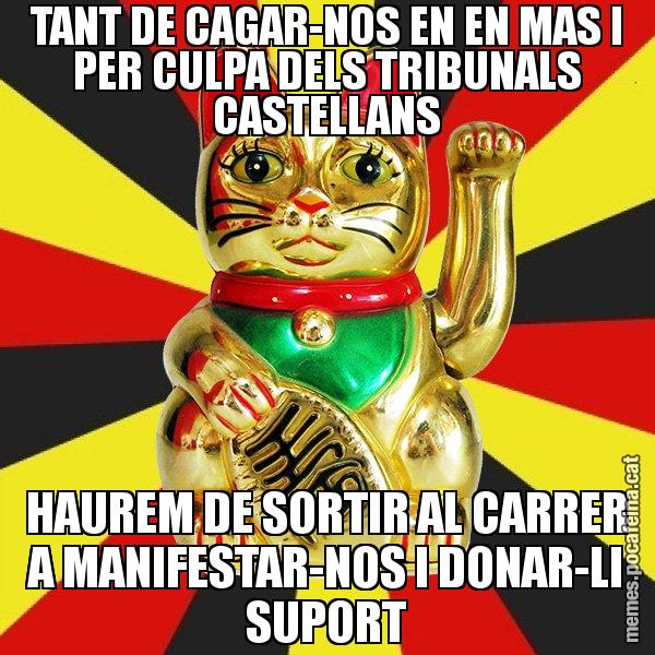 TANT DE CAGAR-NOS EN EN MAS I PER CULPA DELS TRIBUNALS CASTELLANS HAUREM DE SORTIR AL CARRER A MANIFESTAR-NOS I DONAR-LI SUPORT - El Gat de la Cup - 27S