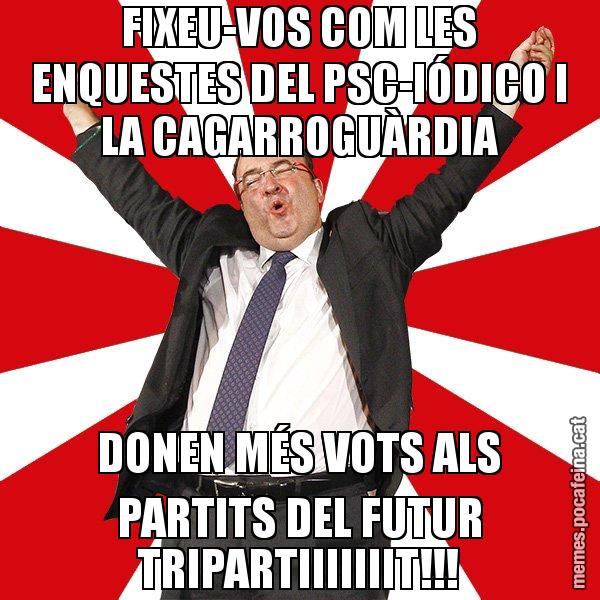 FIXEU-VOS COM LES ENQUESTES DEL PSC-IÓDICO I LA CAGARROGUÀRDIA DONEN MÉS VOTS ALS PARTITS DEL FUTUR TRIPARTIIIIIIIT!!! - Miquel Iceta - 27S