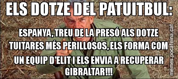 ELS DOTZE DEL PATUITBUL: ESPANYA, TREU DE LA PRESÓ ALS DOTZE TUITARES MÉS PERILLOSOS, ELS FORMA COM UN EQUIP D'ELIT I ELS ENVIA A RECUPERAR GIBRALTAR!!!