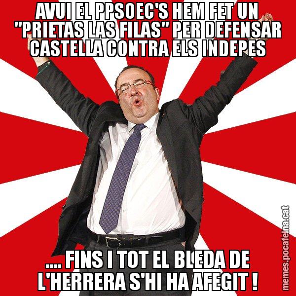 AVUI EL PPSOEC'S HEM FET UN "PRIETAS LAS FILAS" PER DEFENSAR CASTELLA CONTRA ELS INDEPES .... FINS I TOT EL BLEDA DE L'HERRERA S'HI HA AFEGIT ! - Miquel Iceta - 27S