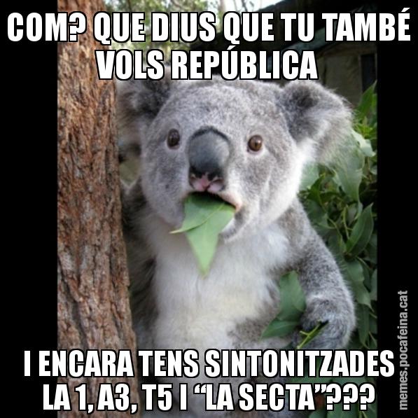 COM? QUE DIUS QUE TU TAMBÉ VOLS REPÚBLICA I ENCARA TENS SINTONITZADES LA 1, A3, T5 I “LA SECTA”??? - Koala Cant Believe It
