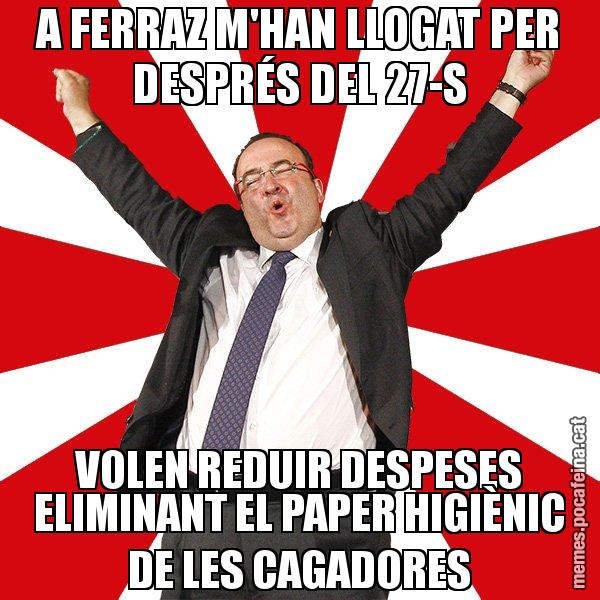 A FERRAZ M'HAN LLOGAT PER DESPRÉS DEL 27-S VOLEN REDUIR DESPESES ELIMINANT EL PAPER HIGIÈNIC DE LES CAGADORES - Miquel Iceta - 27S