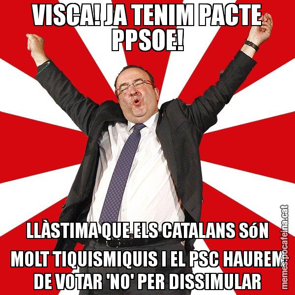 VISCA! JA TENIM PACTE PPSOE! LLÀSTIMA QUE ELS CATALANS SóN MOLT TIQUISMIQUIS I EL PSC HAUREM DE VOTAR 'NO' PER DISSIMULAR - Miquel Iceta - 27S