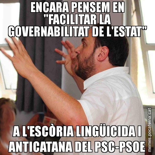 ENCARA PENSEM EN "FACILITAR LA GOVERNABILITAT DE L'ESTAT" A L'ESCÒRIA LINGÜICIDA I ANTICATANA DEL PSC-PSOE - Oriol Junqueras