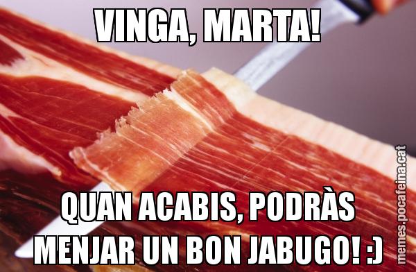 VINGA, MARTA! QUAN ACABIS, PODRÀS MENJAR UN BON JABUGO! :)