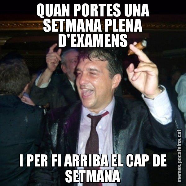 QUAN PORTES UNA SETMANA PLENA D'EXAMENS I PER FI ARRIBA EL CAP DE SETMANA - Laporta de Festa