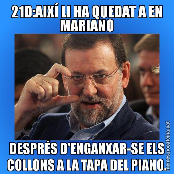 21D:AIXÍ LI HA QUEDAT A EN MARIANO DESPRÉS D'ENGANXAR-SE ELS COLLONS A LA TAPA DEL PIANO. - Rajoy titola