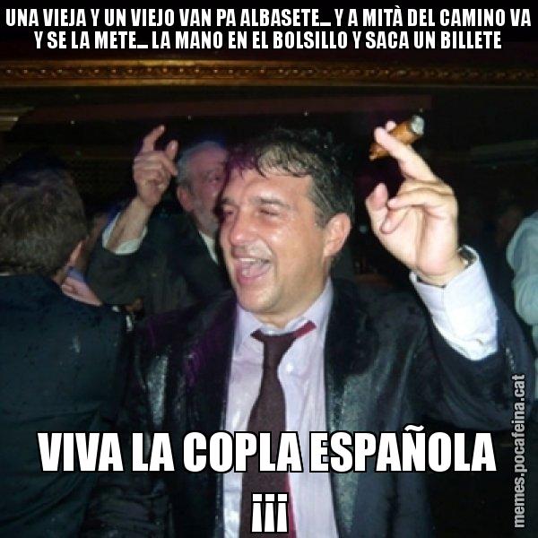 UNA VIEJA Y UN VIEJO VAN PA ALBASETE... Y A MITÀ DEL CAMINO VA Y SE LA METE... LA MANO EN EL BOLSILLO Y SACA UN BILLETE VIVA LA COPLA ESPAÑOLA ¡¡¡ - Laporta de Festa