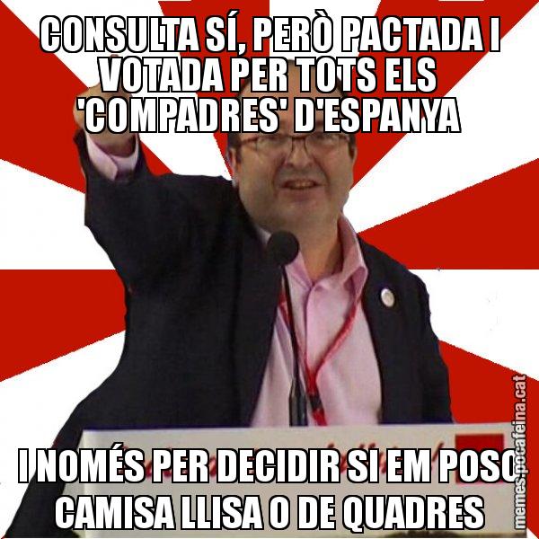 CONSULTA SÍ, PERÒ PACTADA I VOTADA PER TOTS ELS 'COMPADRES' D'ESPANYA I NOMÉS PER DECIDIR SI EM POSO CAMISA LLISA O DE QUADRES - Miquel Iceta