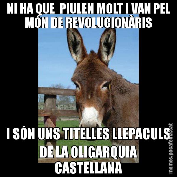 NI HA QUE  PIULEN MOLT I VAN PEL MÓN DE REVOLUCIONÀRIS I SÓN UNS TITELLES LLEPACULS DE LA OLIGARQUIA CASTELLANA - El burro Català