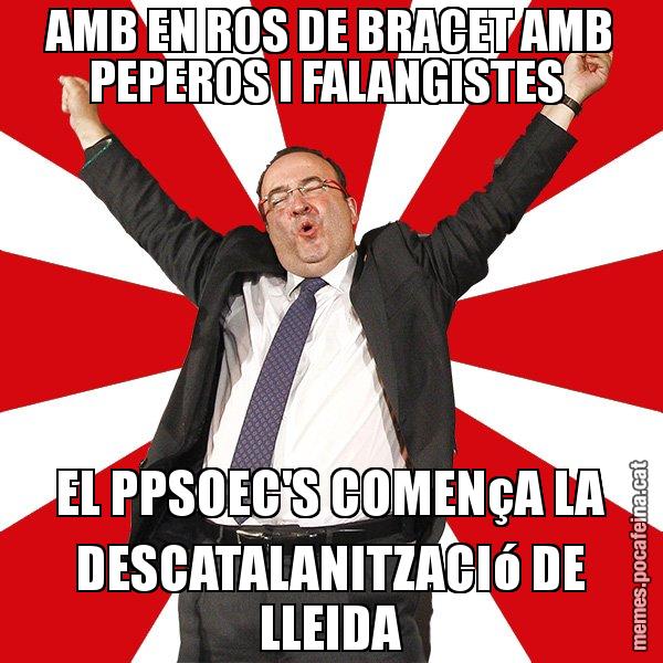 AMB EN ROS DE BRACET AMB PEPEROS I FALANGISTES  EL PPSOEC'S COMENçA LA DESCATALANITZACIó DE LLEIDA - Miquel Iceta - 27S