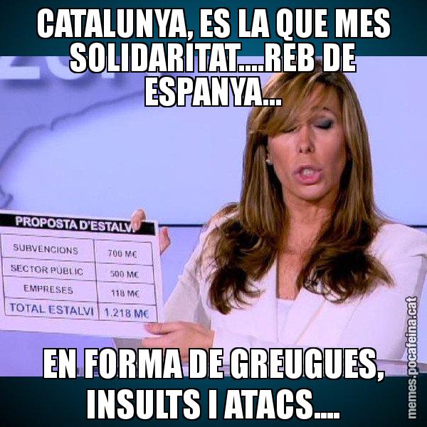 CATALUNYA, ES LA QUE MES SOLIDARITAT....REB DE ESPANYA... EN FORMA DE GREUGUES, INSULTS I ATACS.... - Alícia Paper i Suma