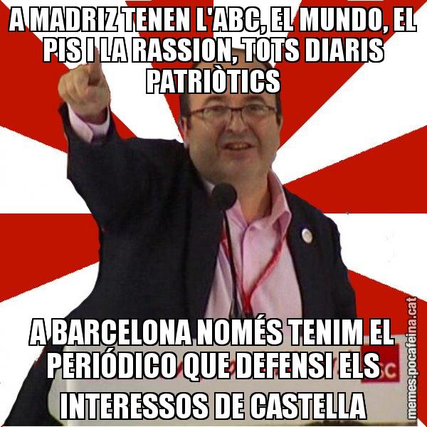 A MADRIZ TENEN L'ABC, EL MUNDO, EL PIS I LA RASSION, TOTS DIARIS PATRIÒTICS A BARCELONA NOMÉS TENIM EL PERIÓDICO QUE DEFENSI ELS INTERESSOS DE CASTELLA - Miquel Iceta