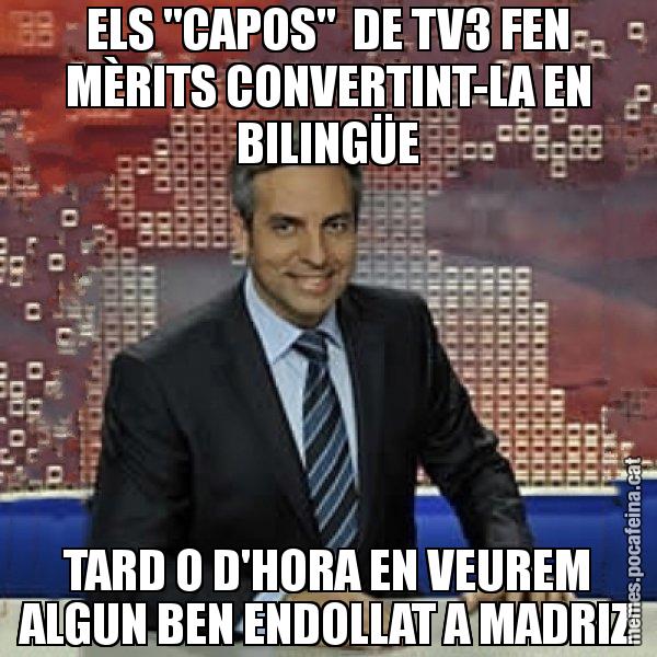 ELS "CAPOS" DE TV3 FEN MÈRITS CONVERTINT-LA EN BILINGÜE TARD O D'HORA EN VEUREM ALGUN BEN ENDOLLAT A MADRIZ - Trollicer