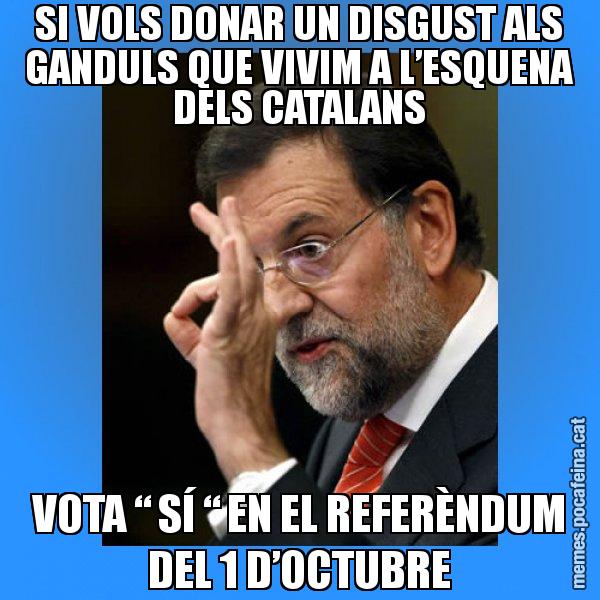 SI VOLS DONAR UN DISGUST ALS GANDULS QUE VIVIM A L’ESQUENA DELS CATALANS VOTA “ SÍ “ EN EL REFERÈNDUM DEL 1 D’OCTUBRE - Rajoy Zero