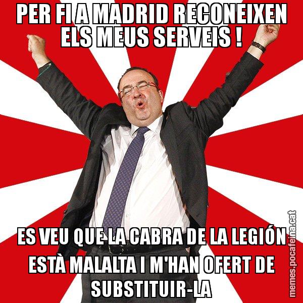 PER FI A MADRID RECONEIXEN ELS MEUS SERVEIS ! ES VEU QUE LA CABRA DE LA LEGIÓN ESTÀ MALALTA I M'HAN OFERT DE SUBSTITUIR-LA - Miquel Iceta - 27S