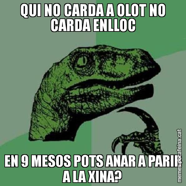 QUI NO CARDA A OLOT NO CARDA ENLLOC EN 9 MESOS POTS ANAR A PARIR A LA XINA? - Philosoraptor