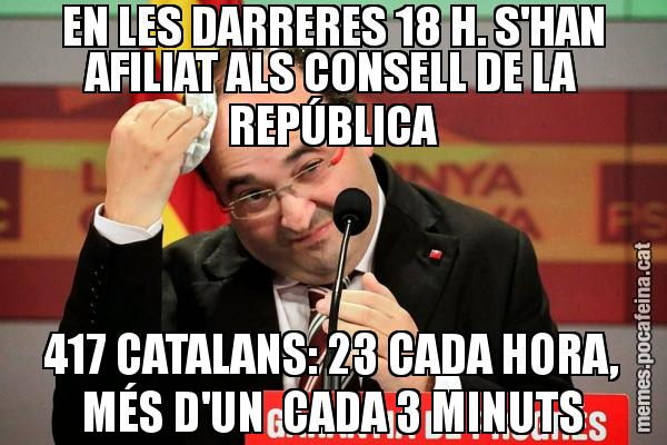 EN LES DARRERES 18 H. S'HAN AFILIAT ALS CONSELL DE LA REPÚBLICA 417 CATALANS: 23 CADA HORA, MÉS D'UN CADA 3 MINUTS