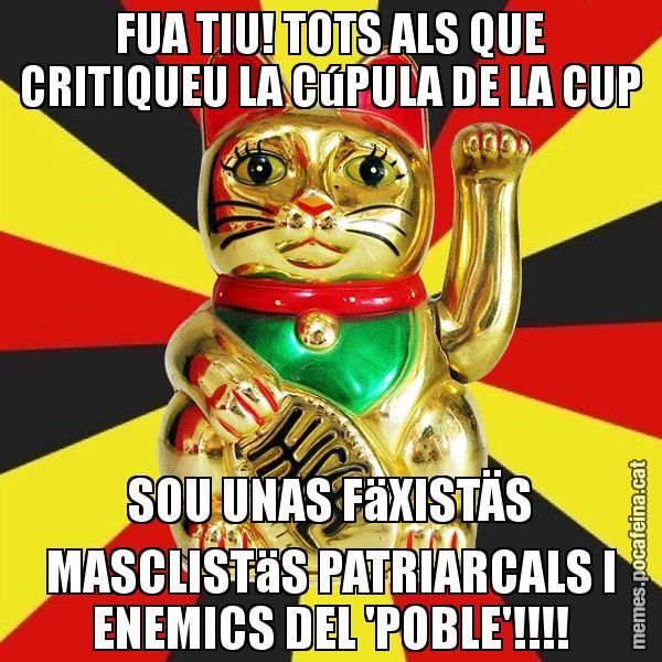 FUA TIU! TOTS ALS QUE CRITIQUEU LA CúPULA DE LA CUP SOU UNAS FäXISTÄS MASCLISTäS PATRIARCALS I ENEMICS DEL 'POBLE'!!!! - El Gat de la Cup - 27S
