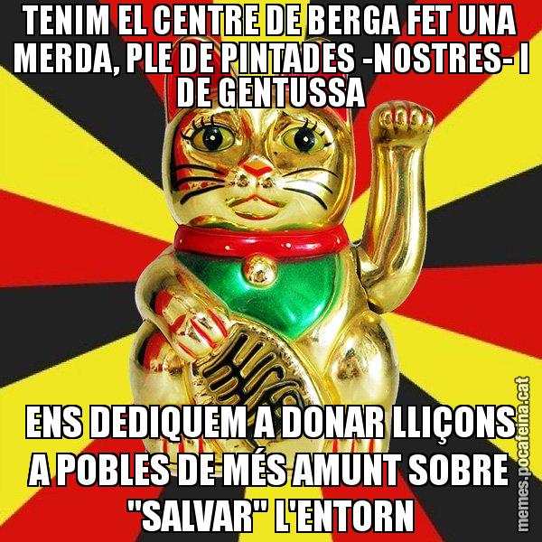 TENIM EL CENTRE DE BERGA FET UNA MERDA, PLE DE PINTADES -NOSTRES- I DE GENTUSSA ENS DEDIQUEM A DONAR LLIÇONS A POBLES DE MÉS AMUNT SOBRE "SALVAR" L'ENTORN - El Gat de la Cup - 27S