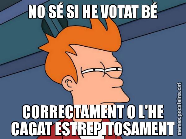 NO SÉ SI HE VOTAT BÉ CORRECTAMENT O L'HE CAGAT ESTREPITOSAMENT - Futurama Fry