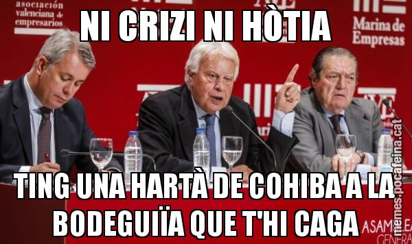 NI CRIZI NI HÒTIA TING UNA HARTÀ DE COHIBA A LA BODEGUIÏA QUE T'HI CAGA