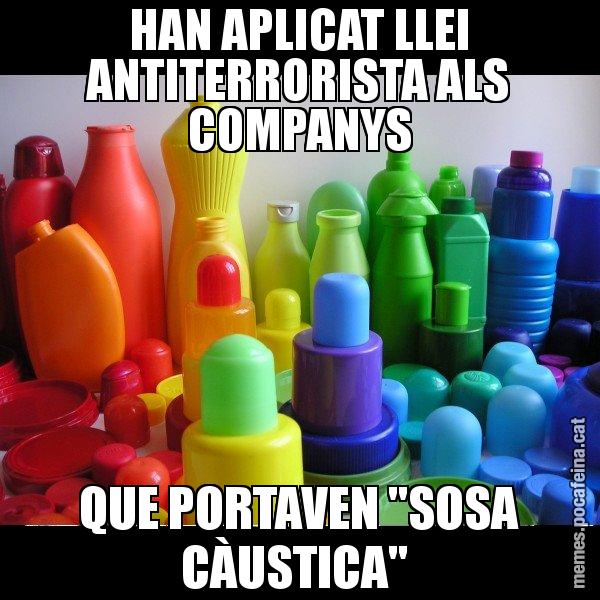HAN APLICAT LLEI ANTITERRORISTA ALS COMPANYS QUE PORTAVEN "SOSA CÀUSTICA" - Envàs