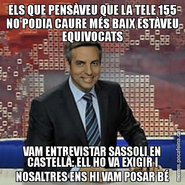 ELS QUE PENSÀVEU QUE LA TELE 155 NO PODIA CAURE MÉS BAIX ESTÀVEU EQUIVOCATS VAM ENTREVISTAR SASSOLI EN CASTELLÀ: ELL HO VA EXIGIR I NOSALTRES ENS HI VAM POSAR BÉ - Trollicer