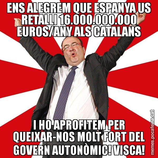 ENS ALEGREM QUE ESPANYA US RETALLI 16.000.000.000 EUROS/ANY ALS CATALANS I HO APROFITEM PER QUEIXAR-NOS MOLT FORT DEL GOVERN AUTONÒMIC! VISCA! - Miquel Iceta - 27S