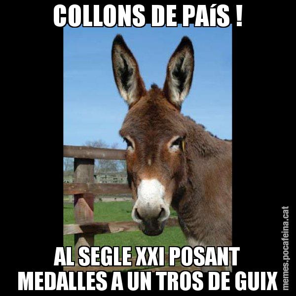 COLLONS DE PAíS ! AL SEGLE XXI POSANT MEDALLES A UN TROS DE GUIX - El burro Català