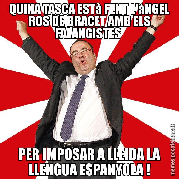 QUINA TASCA ESTà FENT L'àNGEL ROS DE BRACET AMB ELS FALANGISTES  PER IMPOSAR A LLEIDA LA LLENGUA ESPANYOLA ! - Miquel Iceta - 27S