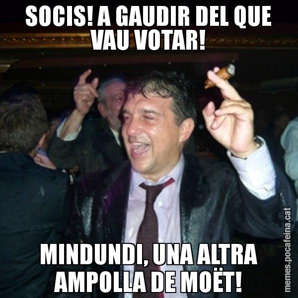 SOCIS! A GAUDIR DEL QUE VAU VOTAR! MINDUNDI, UNA ALTRA AMPOLLA DE MOËT! - Laporta de Festa
