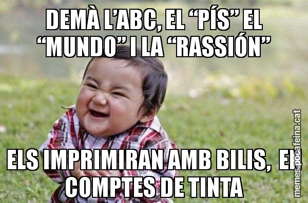 DEMÀ L’ABC, EL “PÍS” EL “MUNDO” I LA “RASSIÓN” ELS IMPRIMIRAN AMB BILIS,  EN COMPTES DE TINTA - El diabòlic nen asiàtic