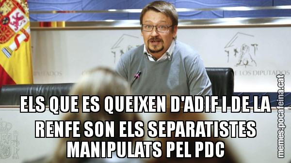 ELS QUE ES QUEIXEN D'ADIF I DE LA RENFE SON ELS SEPARATISTES MANIPULATS PEL PDC