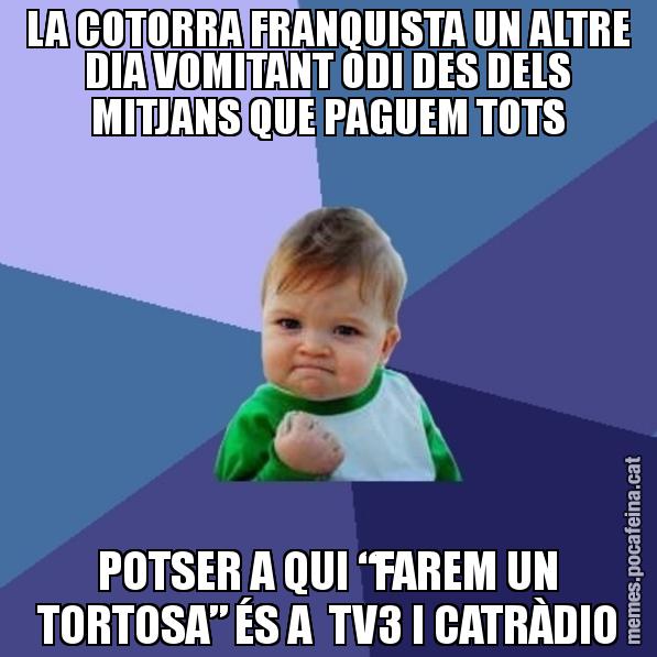 LA COTORRA FRANQUISTA UN ALTRE DIA VOMITANT ODI DES DELS MITJANS QUE PAGUEM TOTS POTSER A QUI “FAREM UN TORTOSA” ÉS A TV3 I CATRÀDIO - Success Kid
