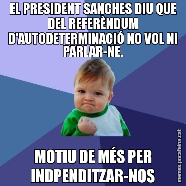 EL PRESIDENT SANCHES DIU QUE DEL REFERÈNDUM D'AUTODETERMINACIÓ NO VOL NI PARLAR-NE. MOTIU DE MÉS PER INDPENDITZAR-NOS - Success Kid