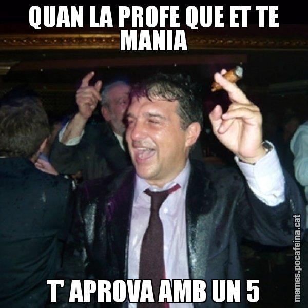 QUAN LA PROFE QUE ET TE MANIA T' APROVA AMB UN 5 - Laporta de Festa