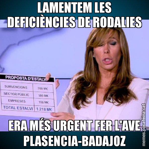 LAMENTEM LES DEFICIÈNCIES DE RODALIES ERA MÉS URGENT FER L'AVE PLASENCIA-BADAJOZ - Alícia Paper i Suma