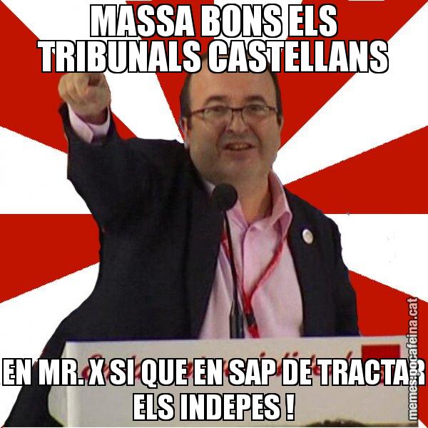 MASSA BONS ELS TRIBUNALS CASTELLANS EN MR. X SI QUE EN SAP DE TRACTAR ELS INDEPES ! - Miquel Iceta