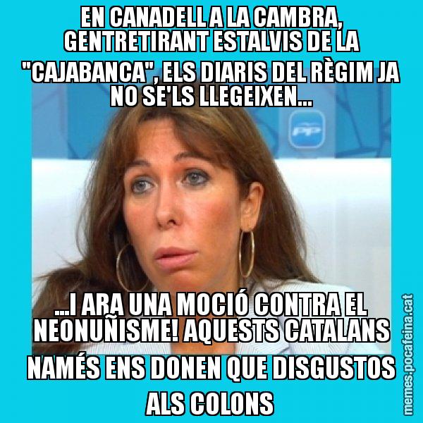 EN CANADELL A LA CAMBRA, GENTRETIRANT ESTALVIS DE LA "CAJABANCA", ELS DIARIS DEL RÈGIM JA NO SE'LS LLEGEIXEN... ...I ARA UNA MOCIÓ CONTRA EL NEONUÑISME! AQUESTS CATALANS NAMÉS ENS DONEN QUE DISGUSTOS ALS COLONS - Alícia Sánchez Camacho