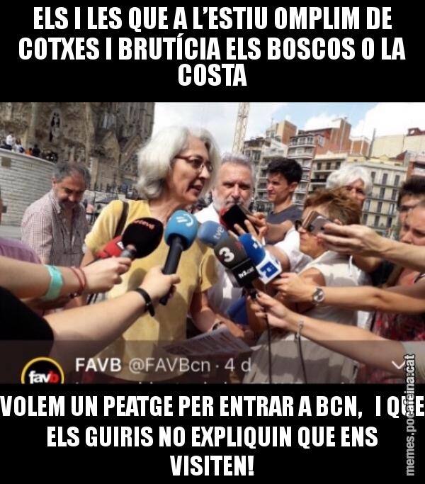 ELS I LES QUE A L’ESTIU OMPLIM DE COTXES I BRUTÍCIA ELS BOSCOS O LA COSTA VOLEM UN PEATGE PER ENTRAR A BCN,   I QUE ELS GUIRIS NO EXPLIQUIN QUE ENS VISITEN!