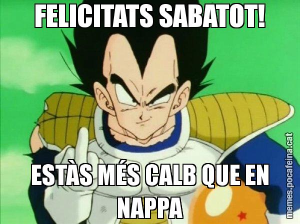 FELICITATS SABATOT! ESTÀS MÉS CALB QUE EN NAPPA - Vegeta